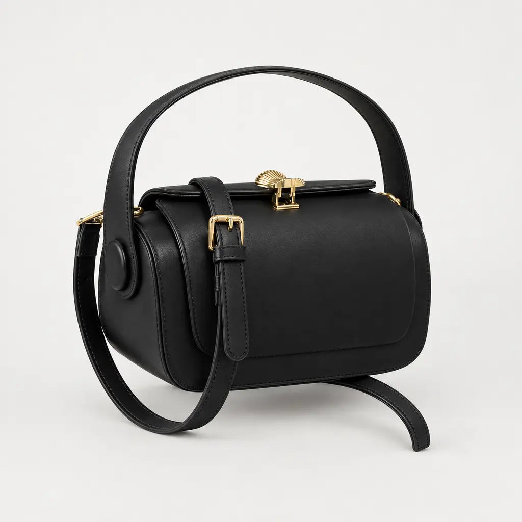 Sac à main carré femme à rabat - noir