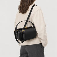 Sac à main carré femme à rabat - noir