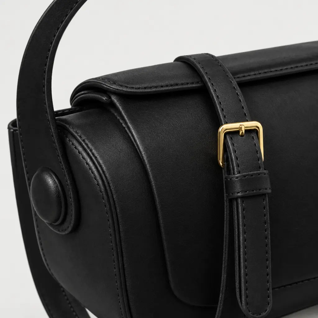 Sac à main carré femme à rabat - noir