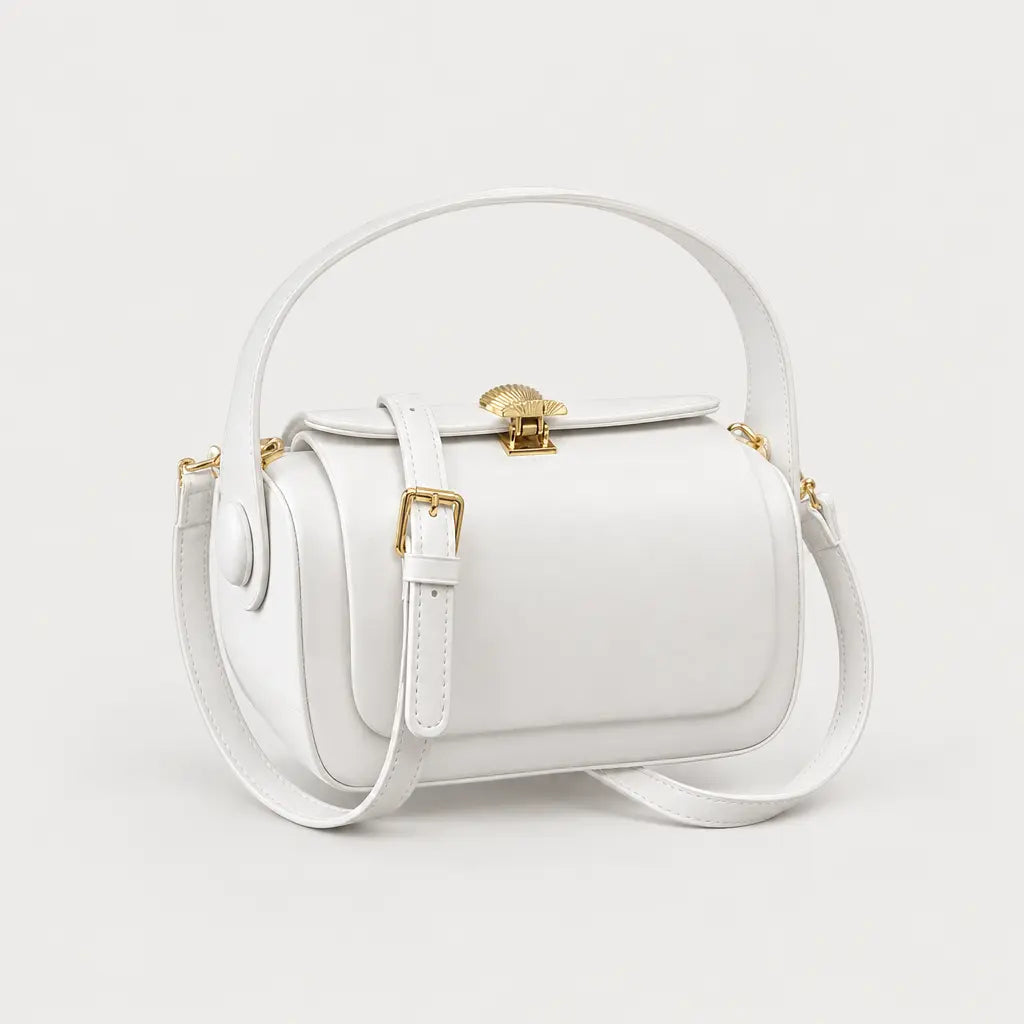 Sac à main carré femme à rabat - blanc