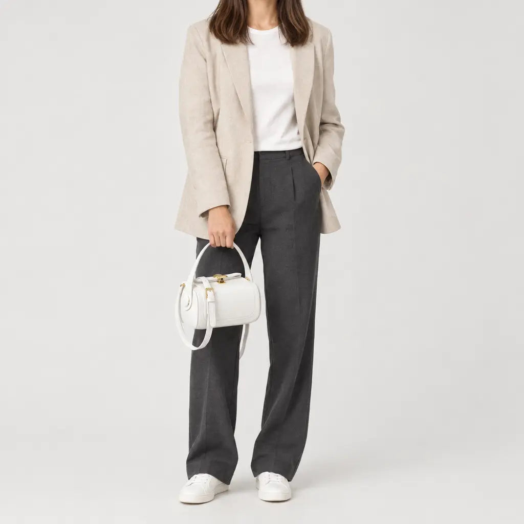 Sac à main carré femme à rabat - blanc