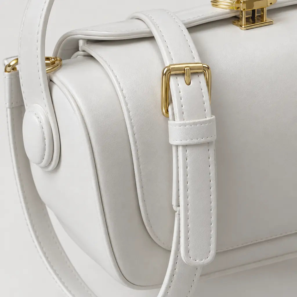 Sac à main carré femme à rabat - blanc