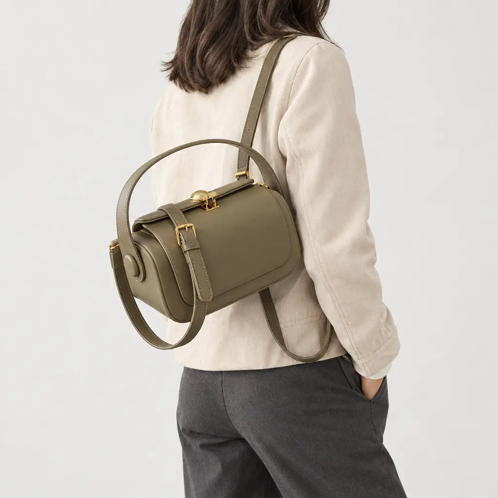 Sac à main carré femme à rabat - kaki