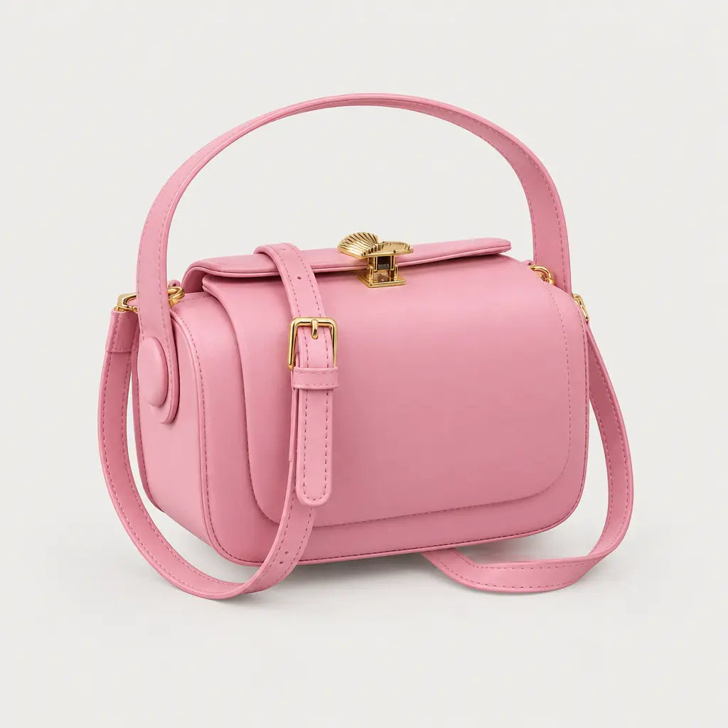 Sac à main carré femme à rabat - rose