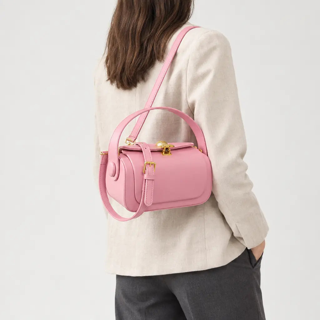 Sac à main carré femme à rabat - rose