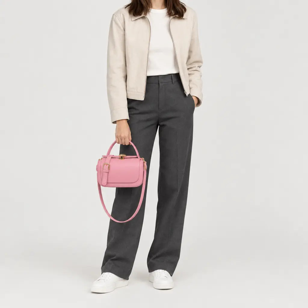 Sac à main carré femme à rabat - rose