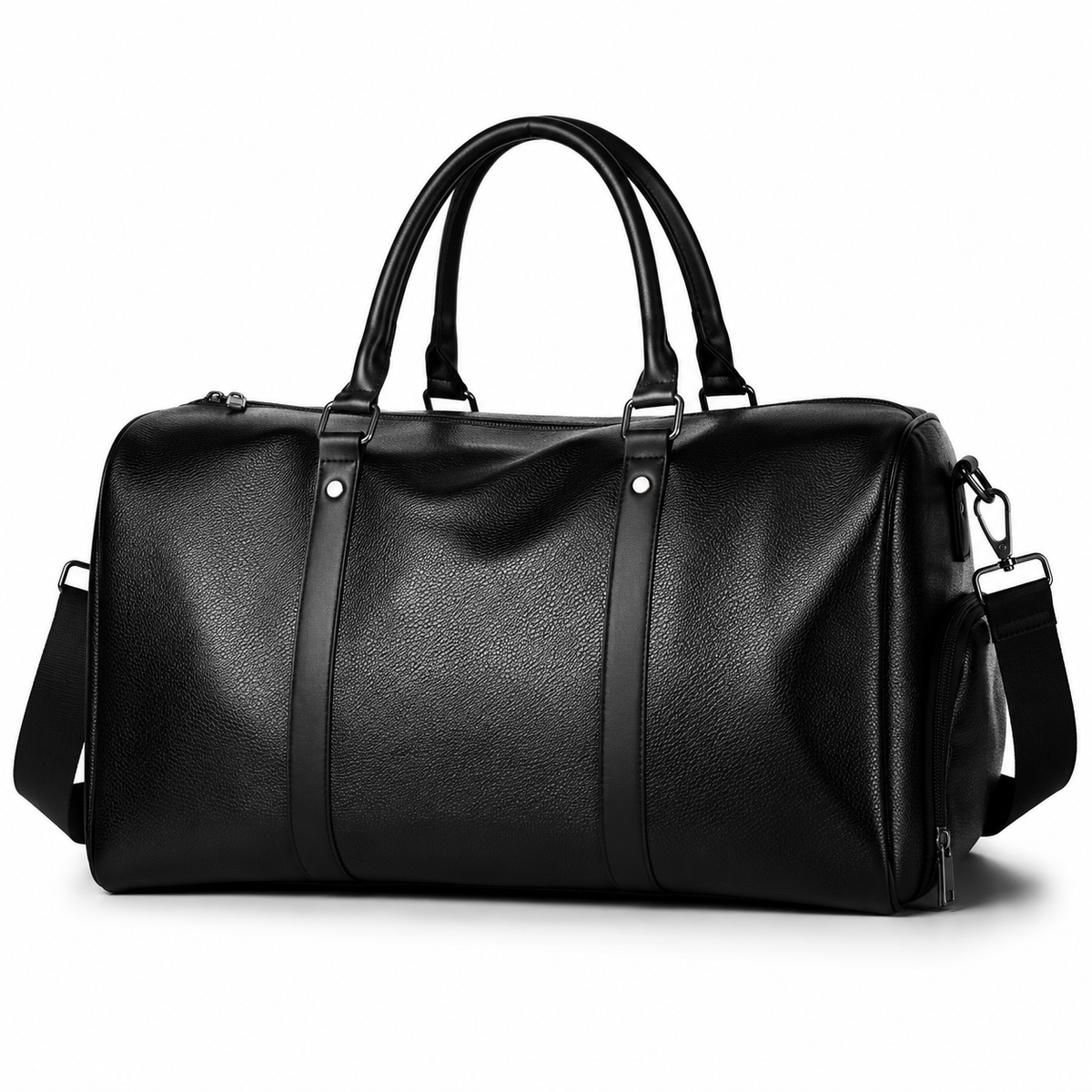 Sac de voyage moto en simili cuir - noir