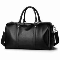 Sac de voyage moto en simili cuir - noir