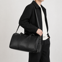 Sac de voyage moto en simili cuir - noir