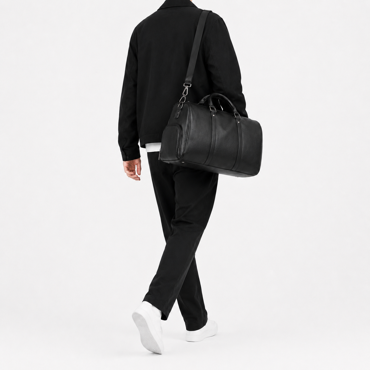 Sac de voyage moto en simili cuir - noir