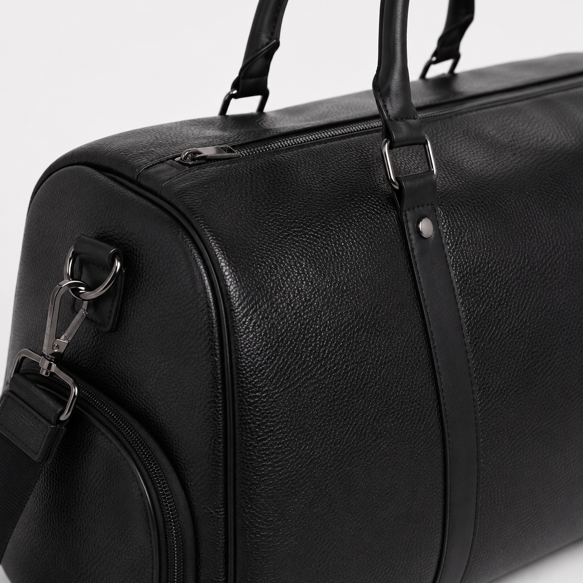 Sac de voyage moto en simili cuir - noir