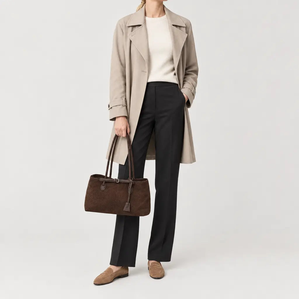 Sac baguette femme en simili cuir - cafe