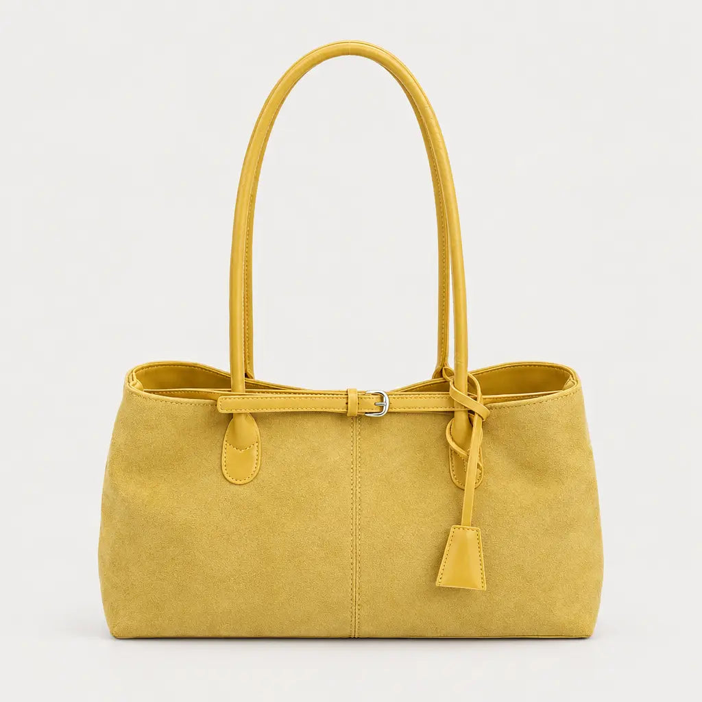 Sac baguette femme en simili cuir - jaune