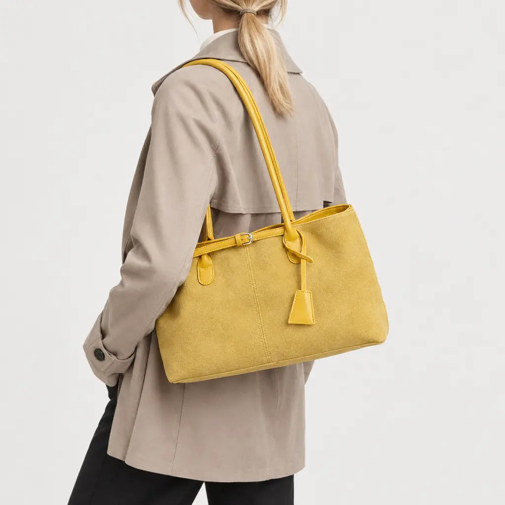 Sac baguette femme en simili cuir - jaune