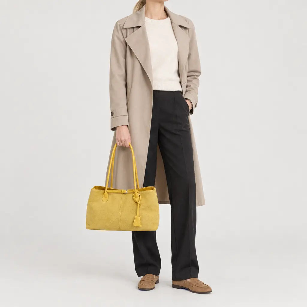 Sac baguette femme en simili cuir - jaune