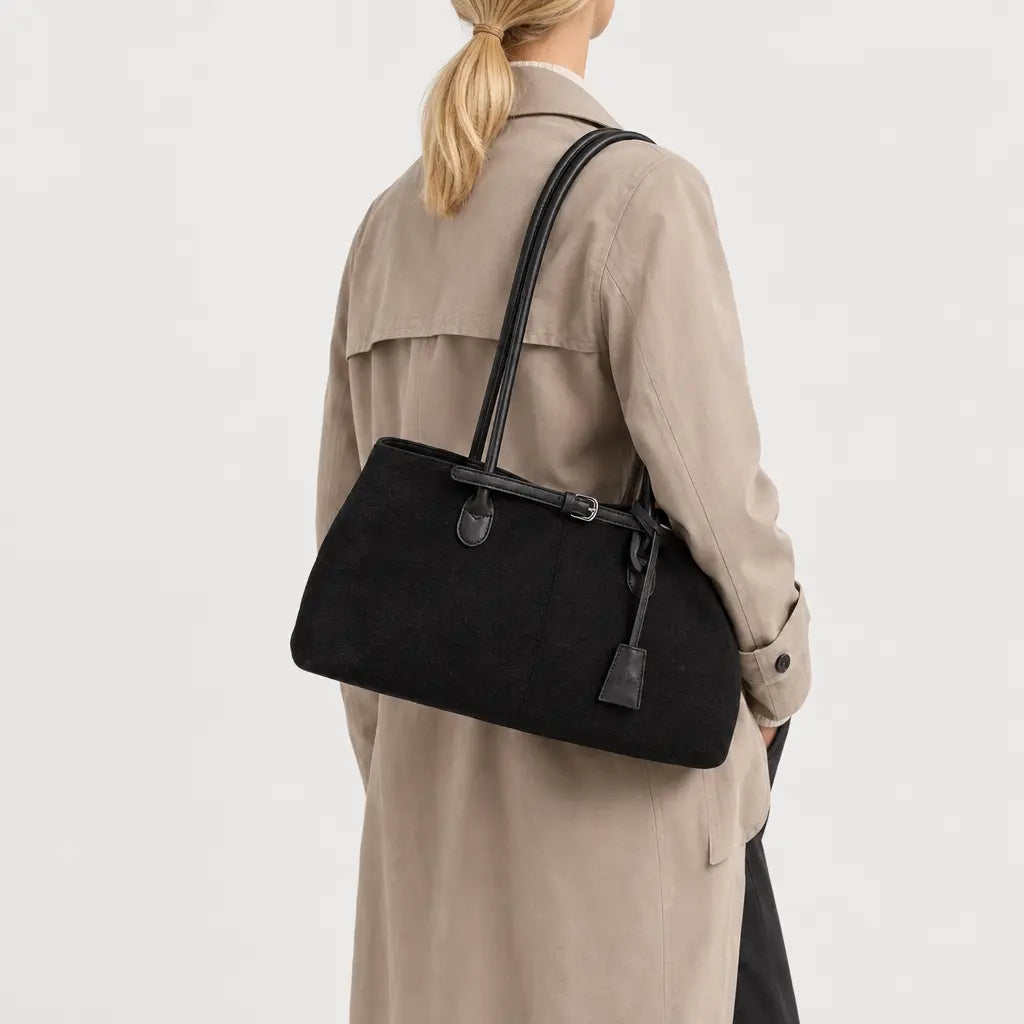 Sac baguette femme en simili cuir - noir