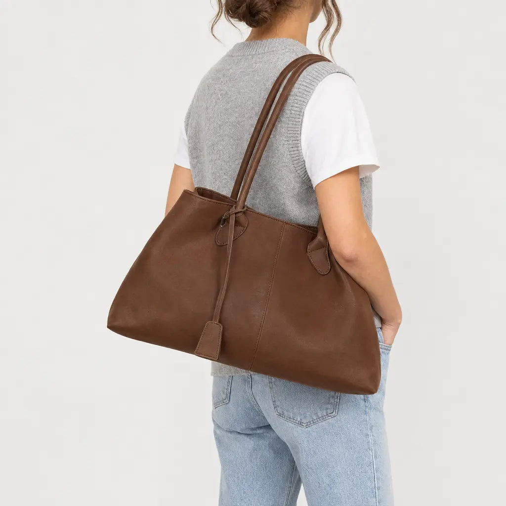 Sac hobo femme en faux daim - marron