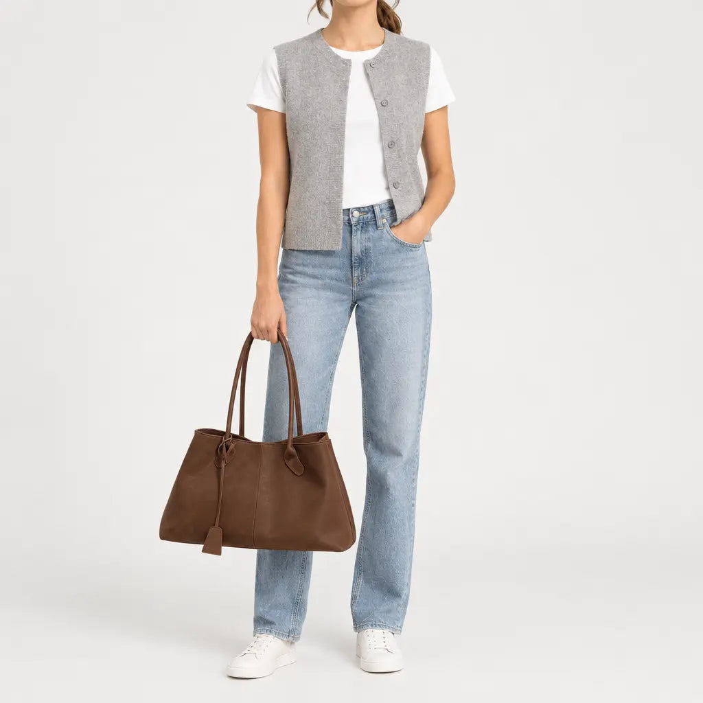 Sac hobo femme en faux daim - marron