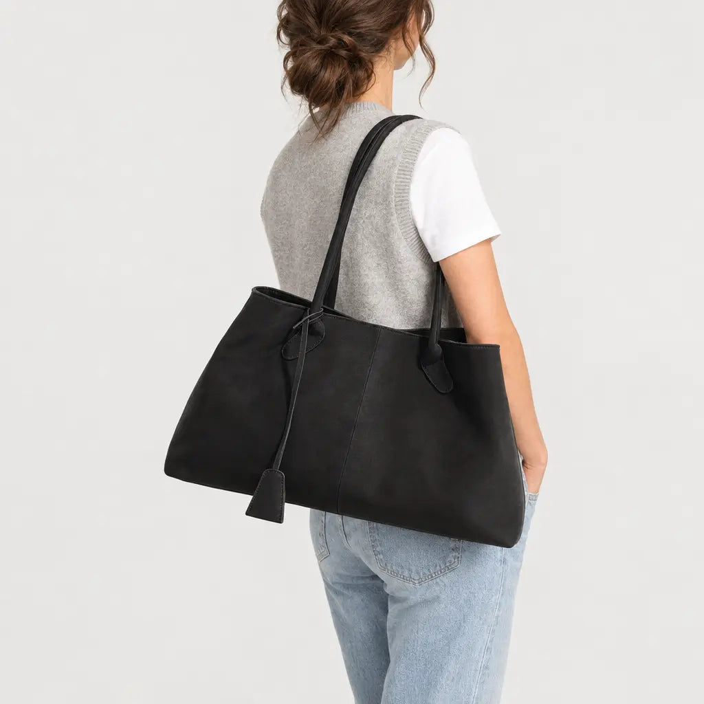 Sac hobo femme en faux daim - noir