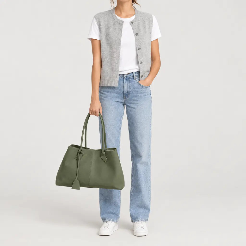 Sac hobo femme en faux daim - vert