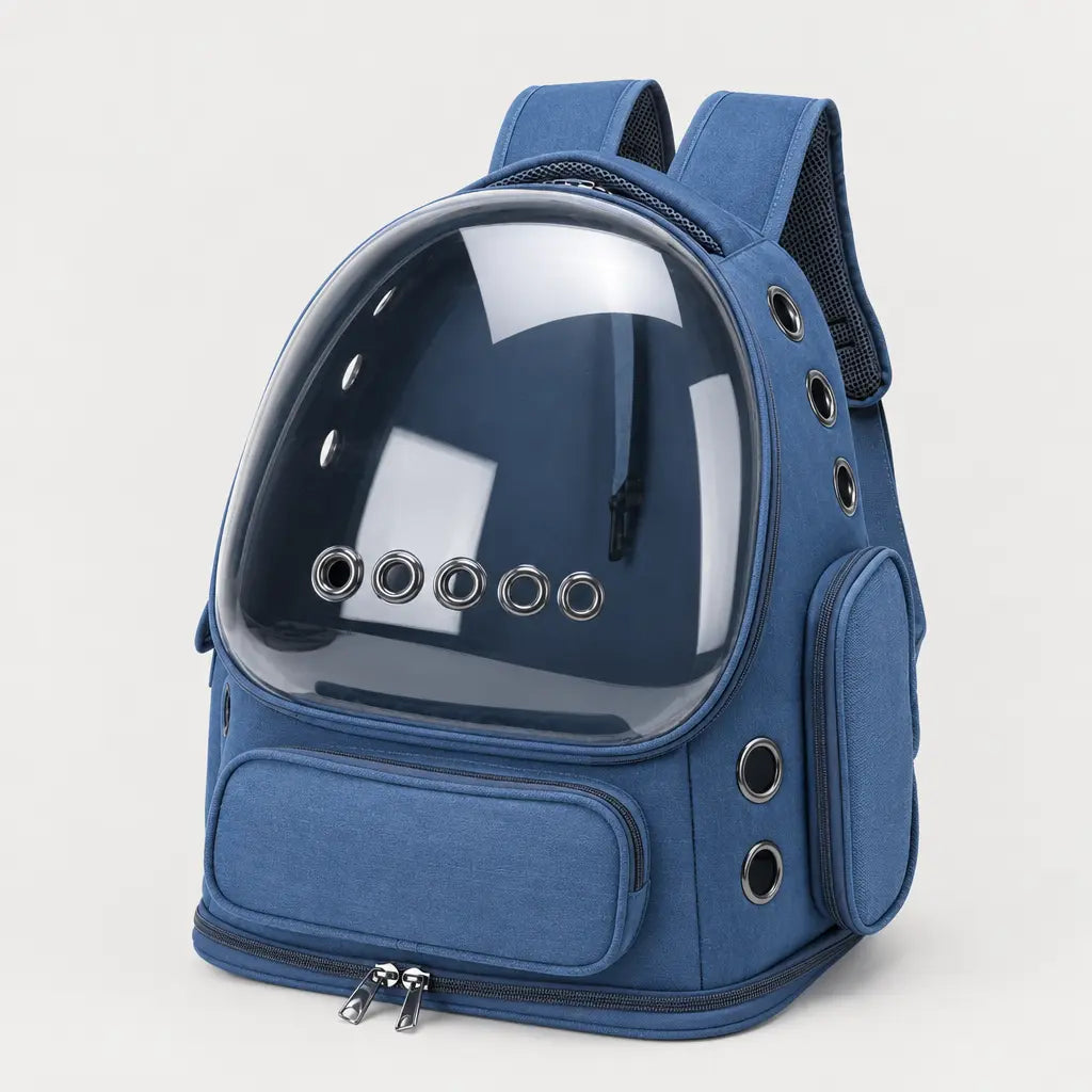 Sac de transport chat transparent - bleu