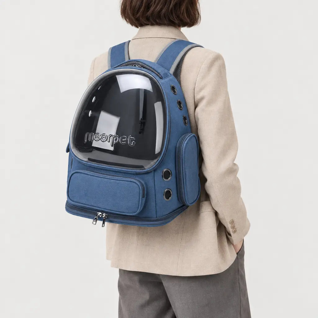 Sac de transport chat transparent - bleu