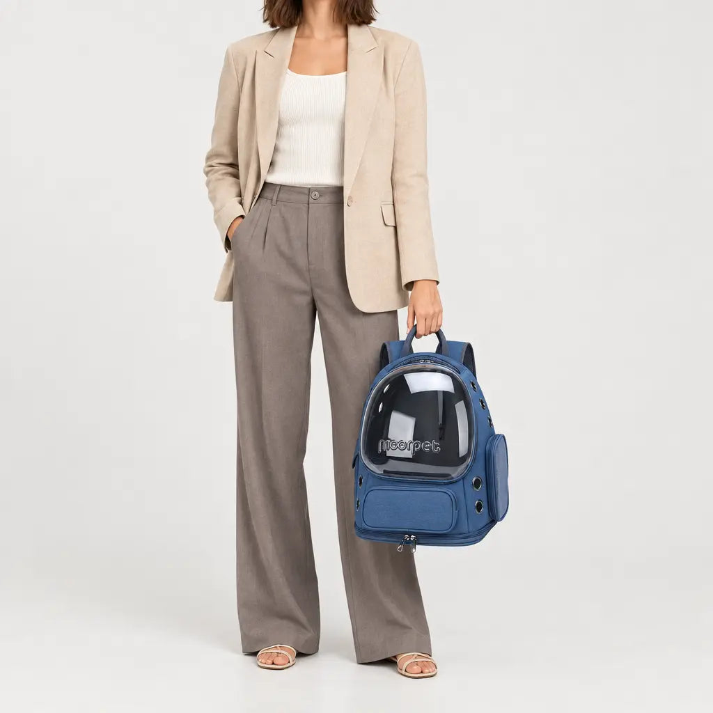 Sac de transport chat transparent - bleu