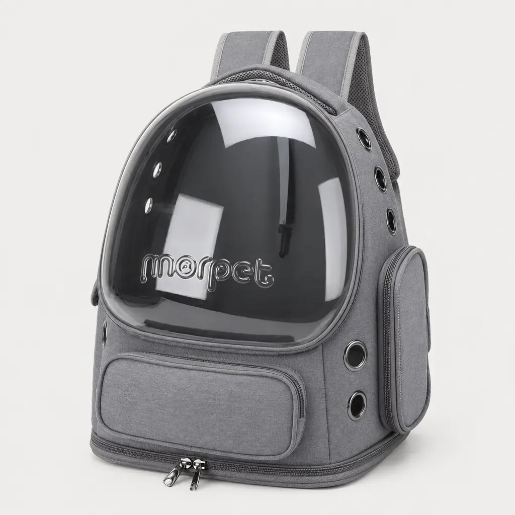 Sac de transport chat transparent - gris