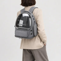 Sac de transport chat transparent - gris