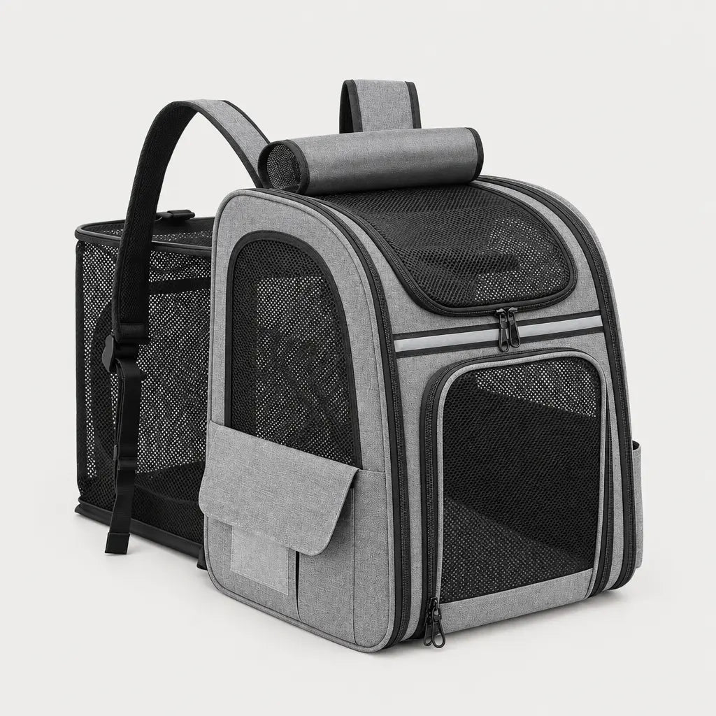 Sac de transport chat en filet - gris