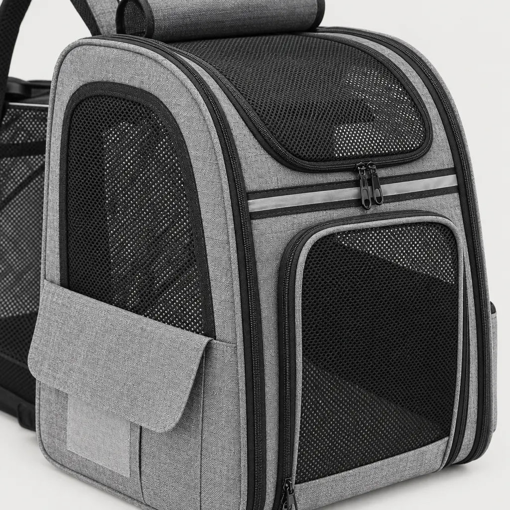 Sac de transport chat en filet - gris