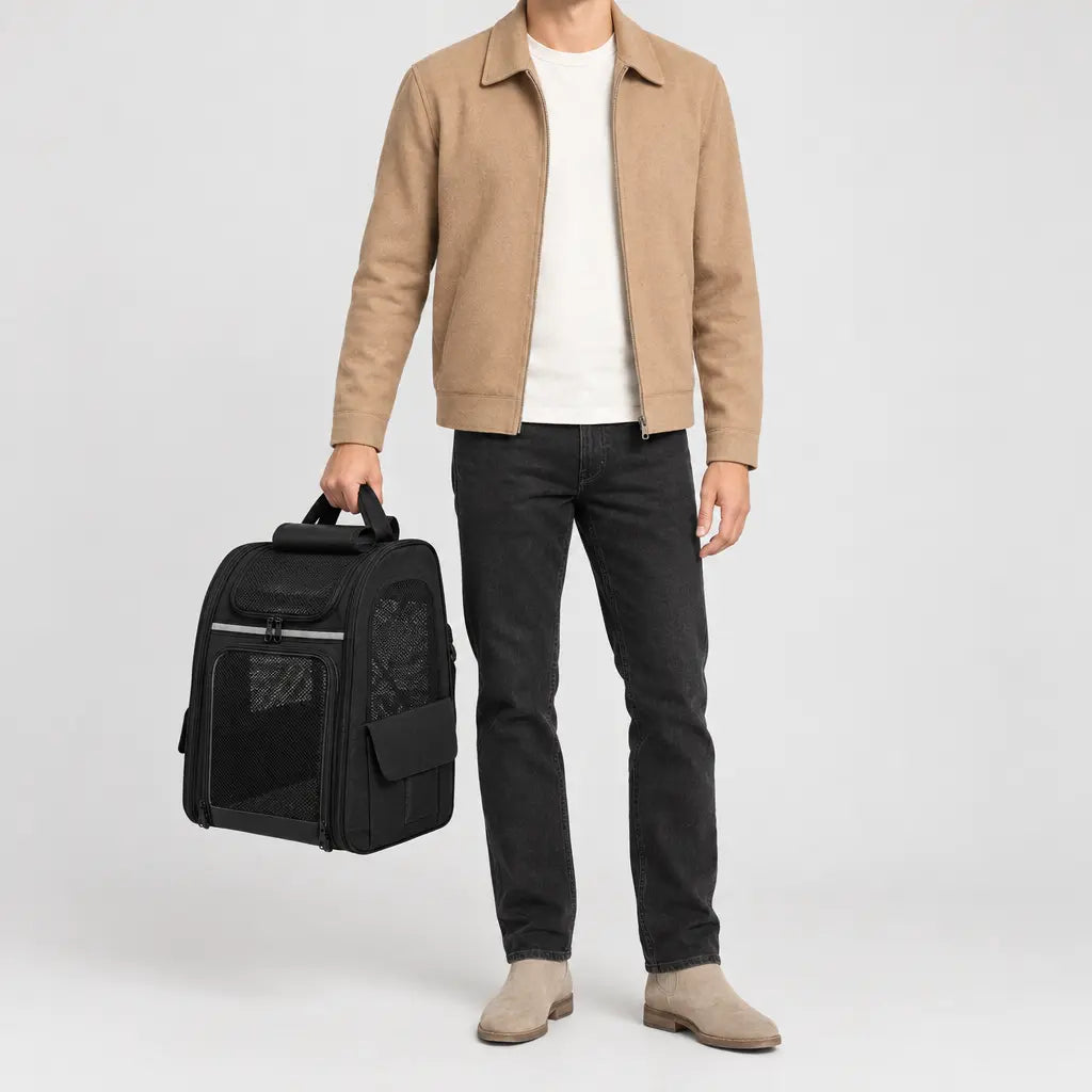 Sac de transport chat en filet - noir