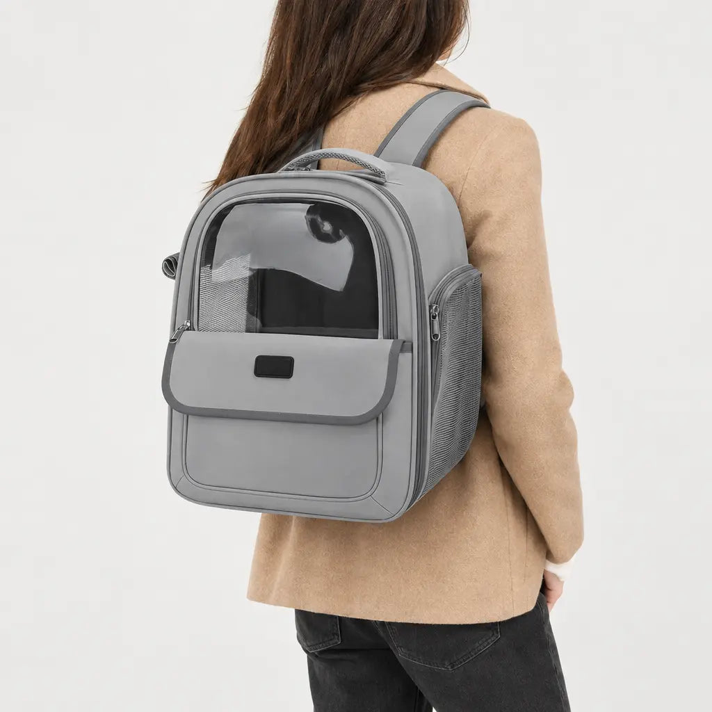 Sac de transport chat pliable - gris