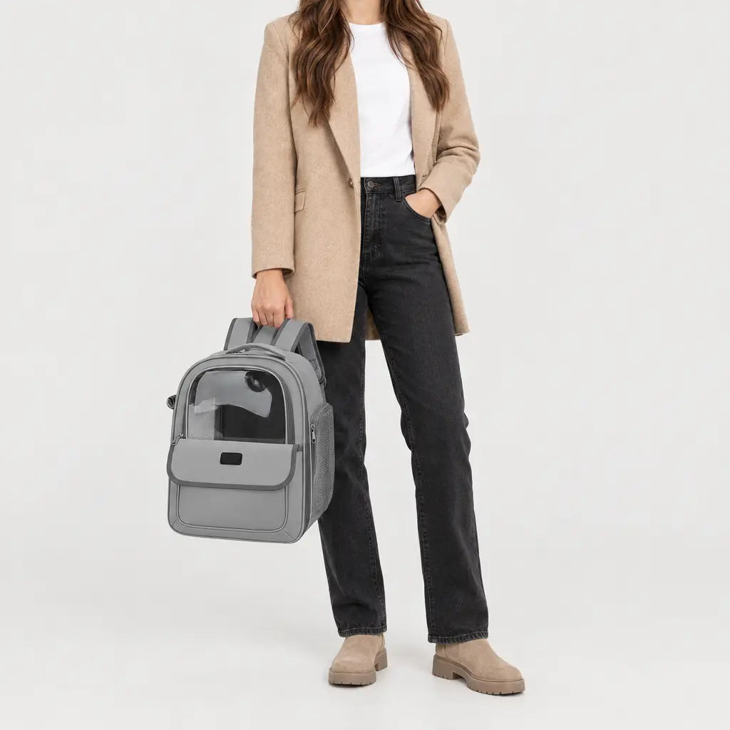 Sac de transport chat pliable - gris