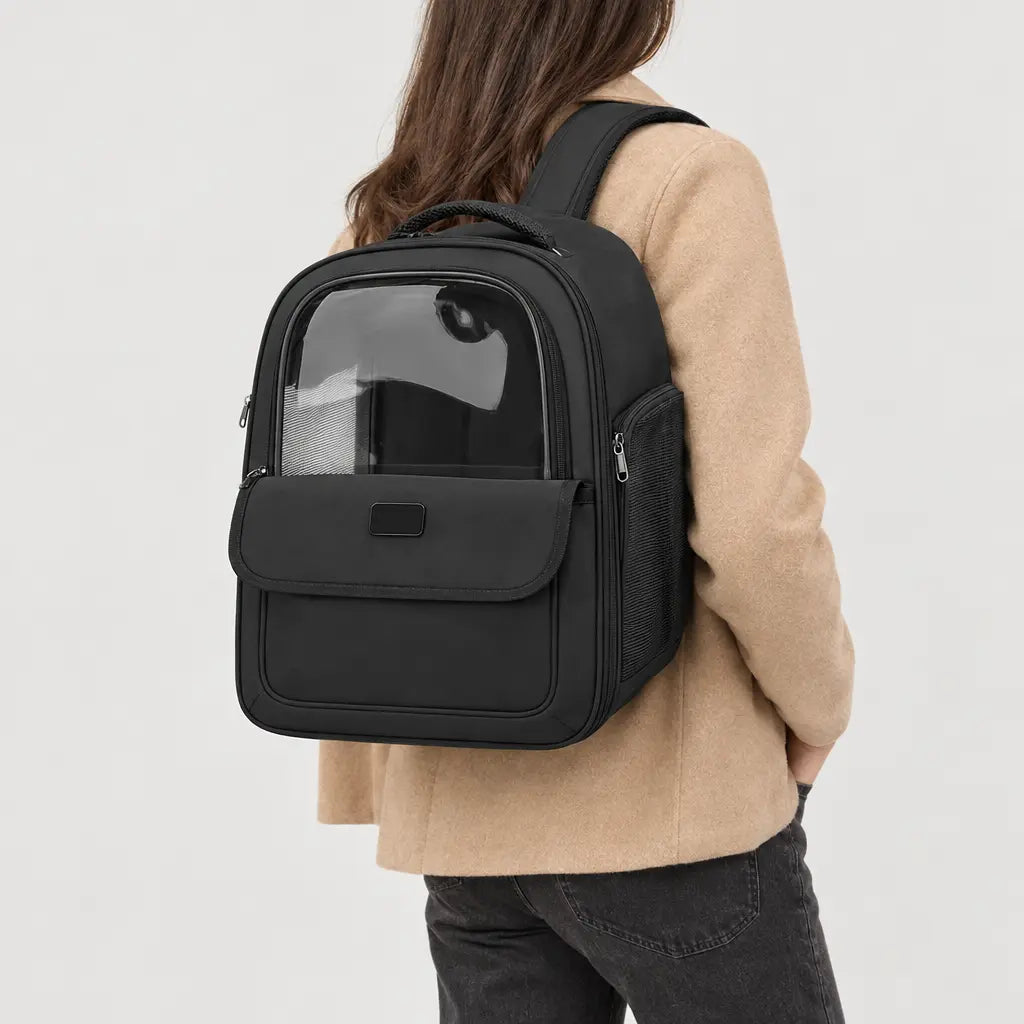 Sac de transport chat pliable - noir