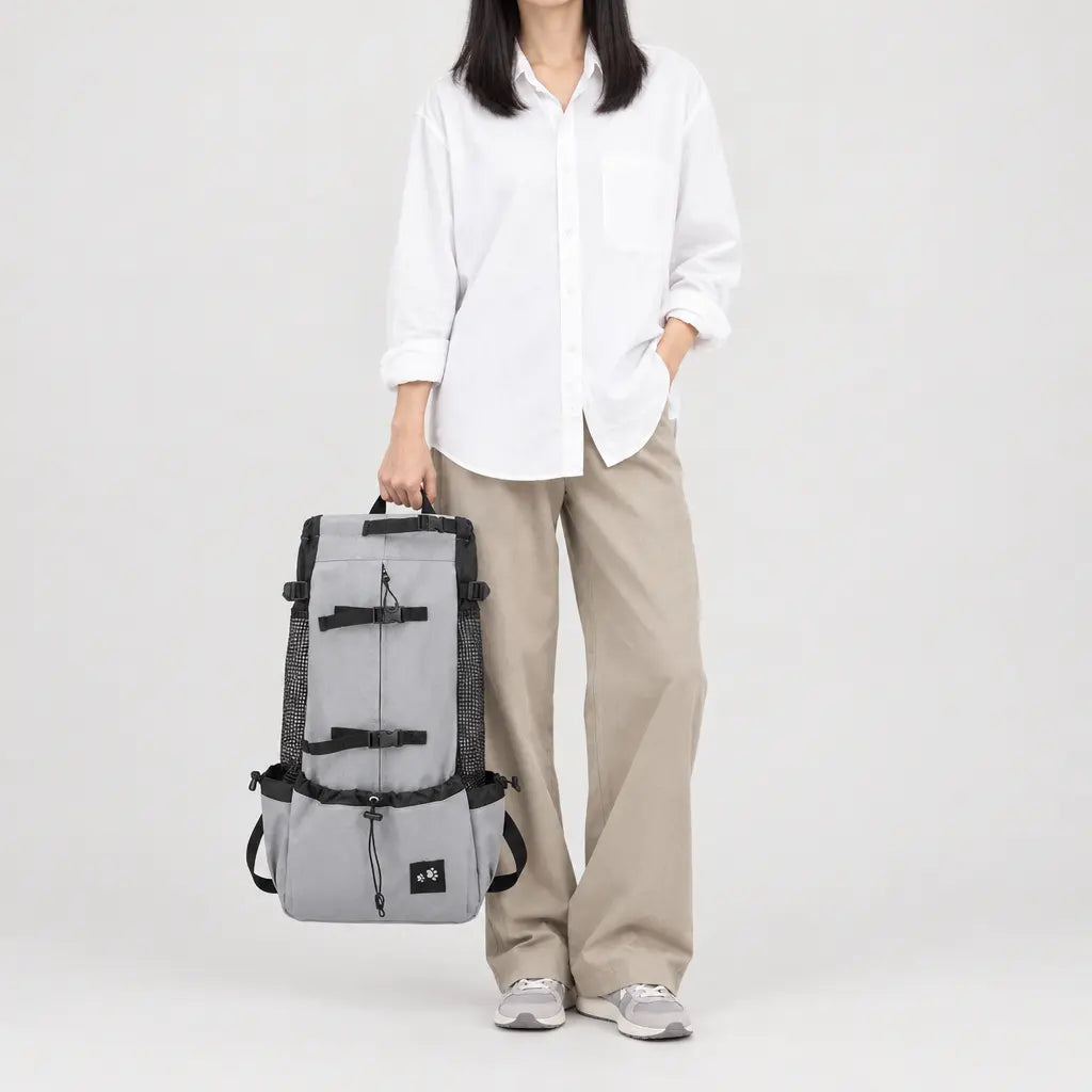 Sac de transport chien respirant - gris-clair