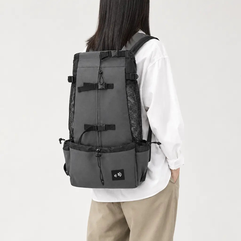 Sac de transport chien respirant - gris-fonce