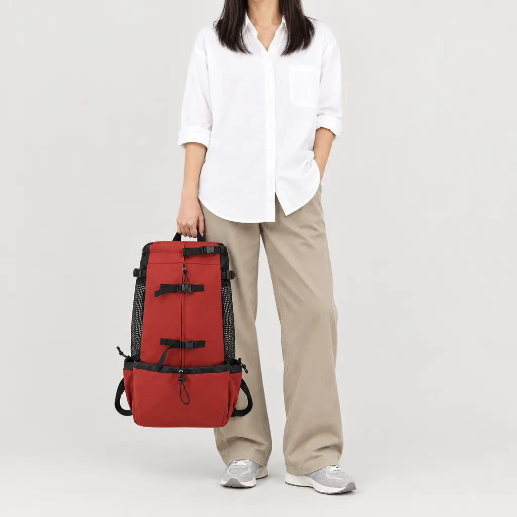 Sac de transport chien respirant - rouge