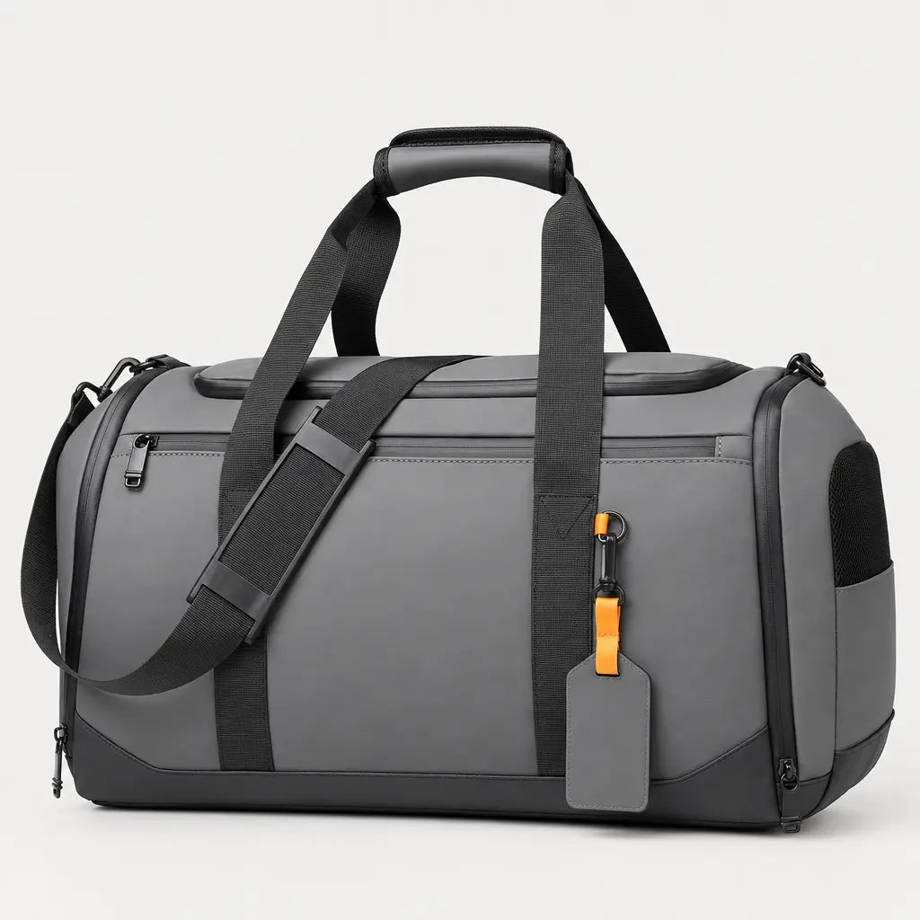 Sac de voyage week-end homme à compartiments - gris