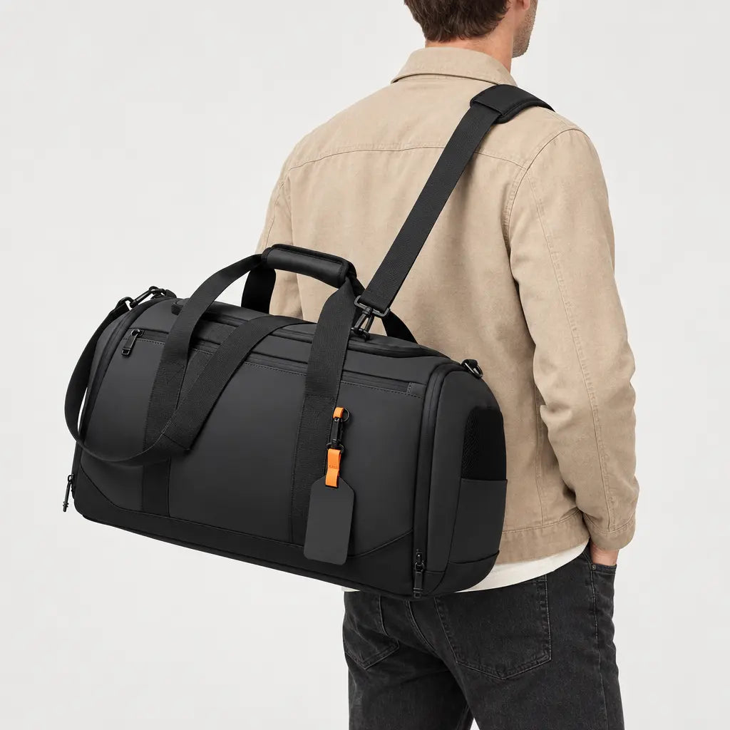 Sac de voyage week-end homme à compartiments - noir