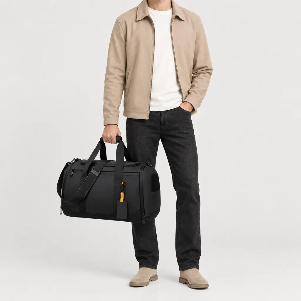 Sac de voyage week-end homme à compartiments - noir