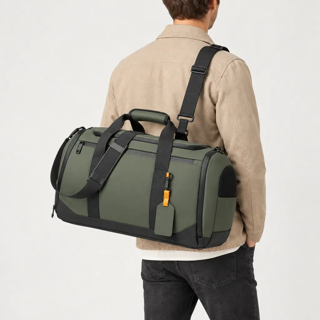 Sac de voyage week-end homme à compartiments - vert