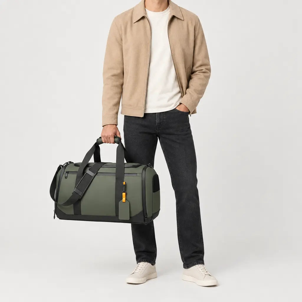 Sac de voyage week-end homme à compartiments - vert
