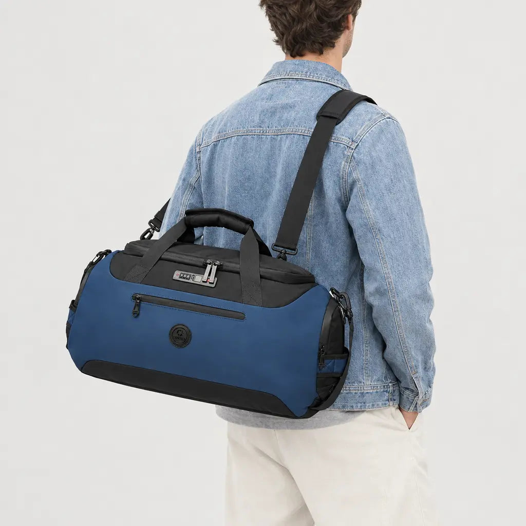 Sac de voyage sport homme à poche humide - bleu