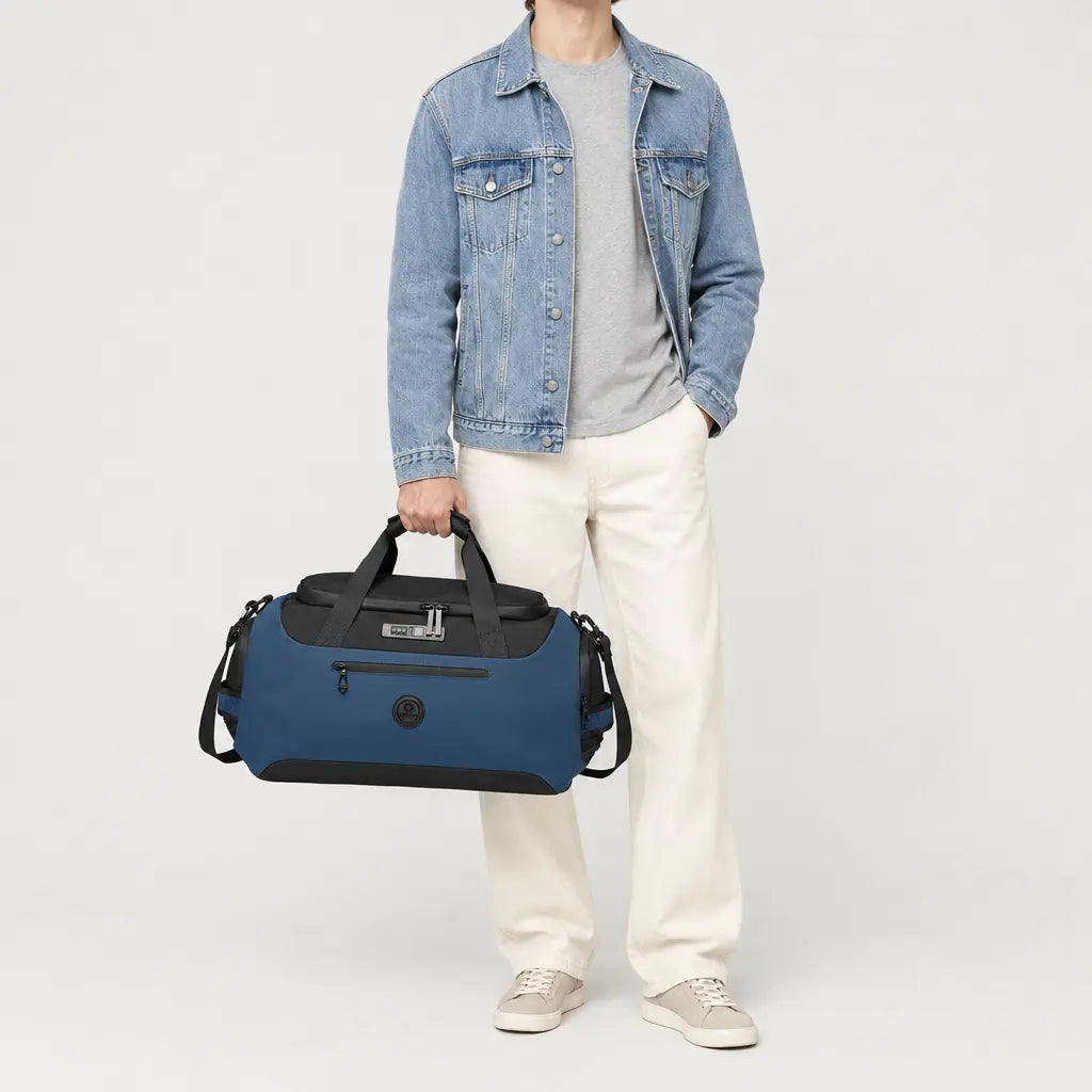 Sac de voyage sport homme à poche humide - bleu