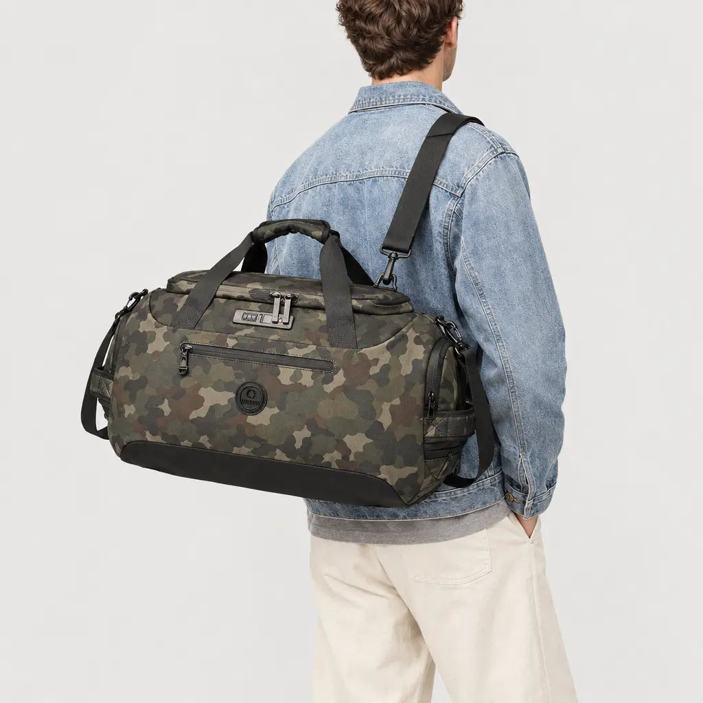 Sac de voyage sport homme à poche humide - camouflage