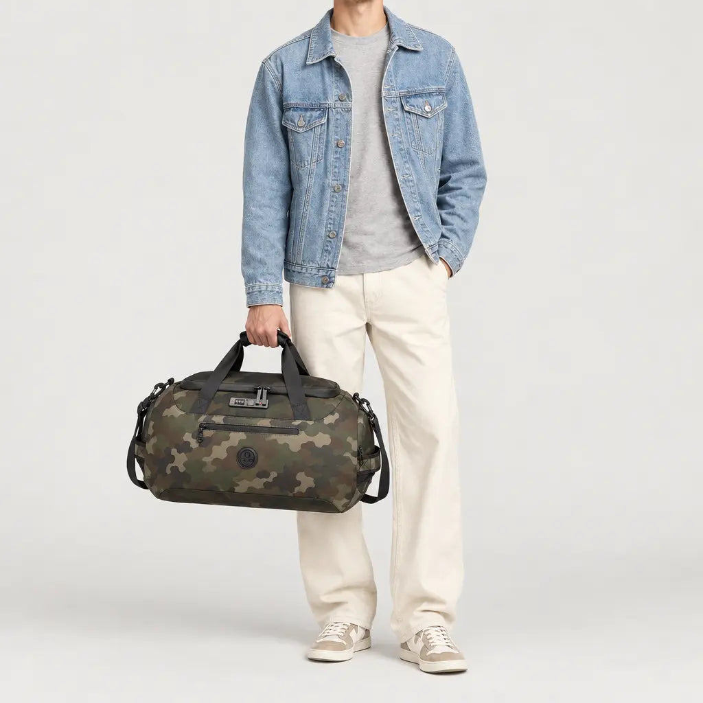 Sac de voyage sport homme à poche humide - camouflage