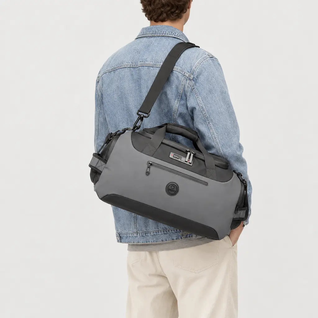 Sac de voyage sport homme à poche humide - gris
