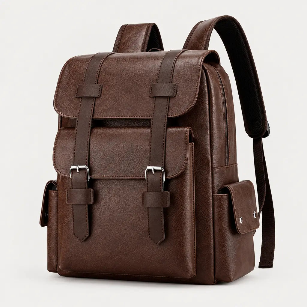 Sac à dos homme pour ordinateur - marron-fonce