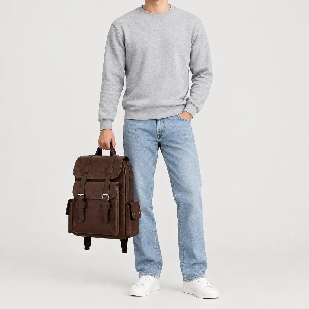 Sac à dos homme pour ordinateur - marron-fonce